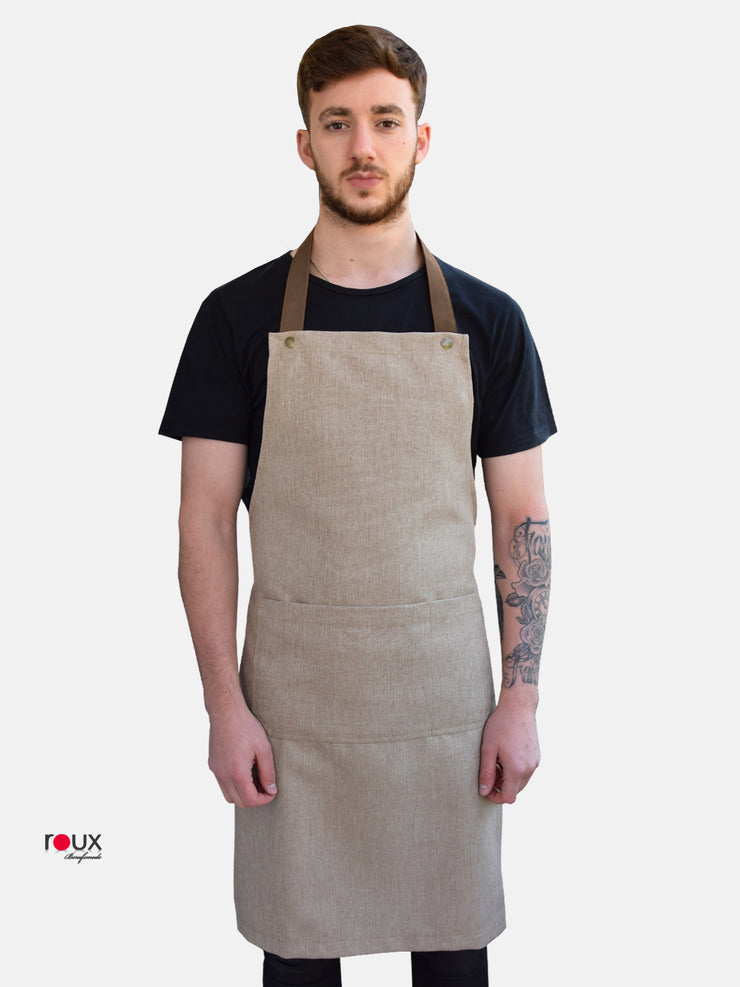 Arbeitsschürze Aus Baumwolle – Latzschürze Für Küche, Gastro & Beruf, Braun/schwarz, Neu